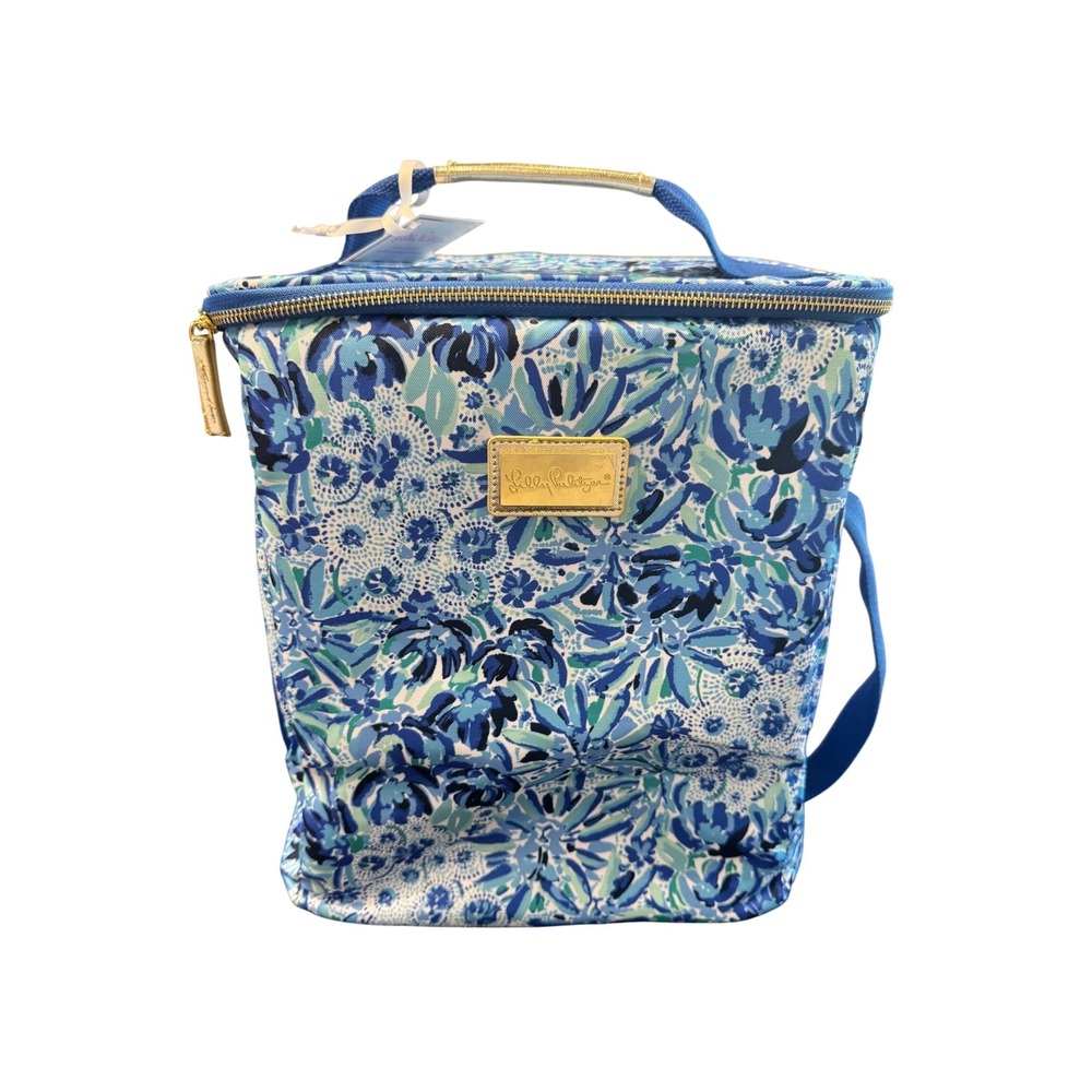 Lilly Pulitzer High Maintenance Wine Carrier Insulated Cooler Bag Blue‎ Floral
